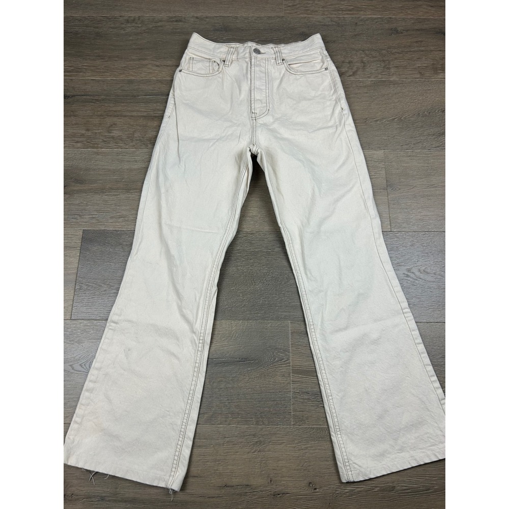 PacSun Womens High Rise Bootcut Jeans Cream Off White Size 25 Contrast Stitch